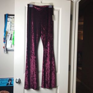 Burgundy bell bottom flare stretch pants/leggings
